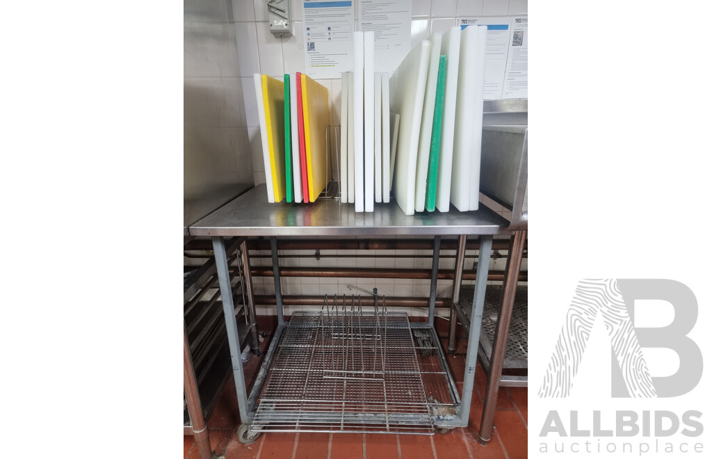 Stainless Steel Workbench Trolley with Under Shelf Storage & Contents ETC