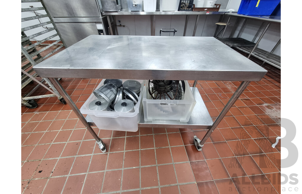 Stainless Steel Work Bench Trolley with Under Shelf Storage & Contents ETC