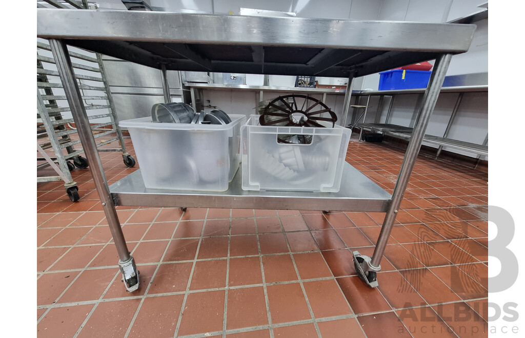 Stainless Steel Work Bench Trolley with Under Shelf Storage & Contents ETC