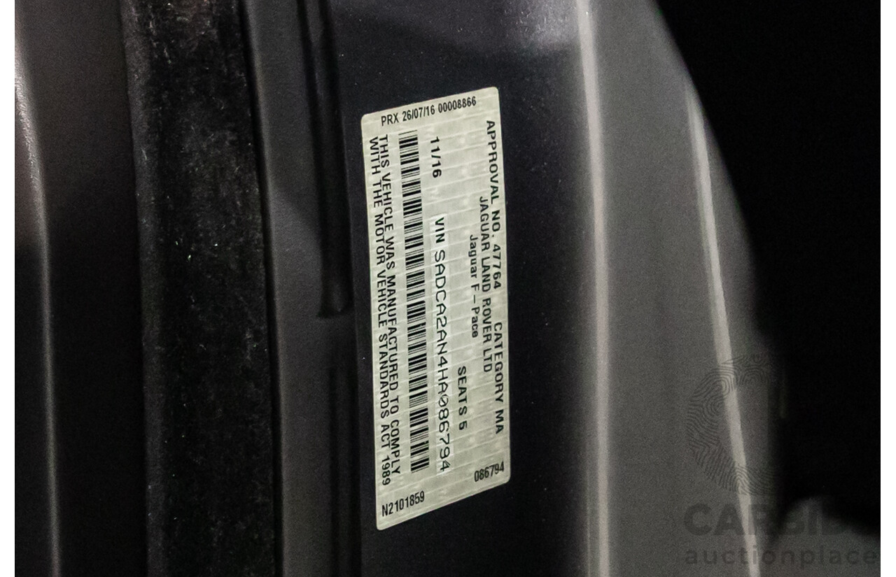 11/2016 Jaguar F-Pace 20d R-Sport (AWD) 4d Wagon Corris Grey Metallic Turbo Diesel 2.0L