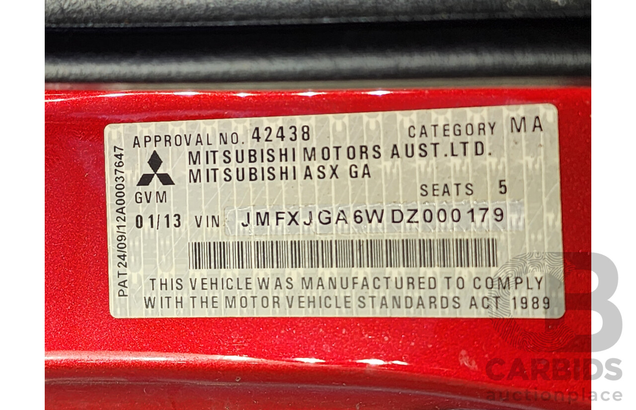 1/2013 Mitsubishi ASX Aspire (4wd) XB MY13 4d Wagon Red 1.8L