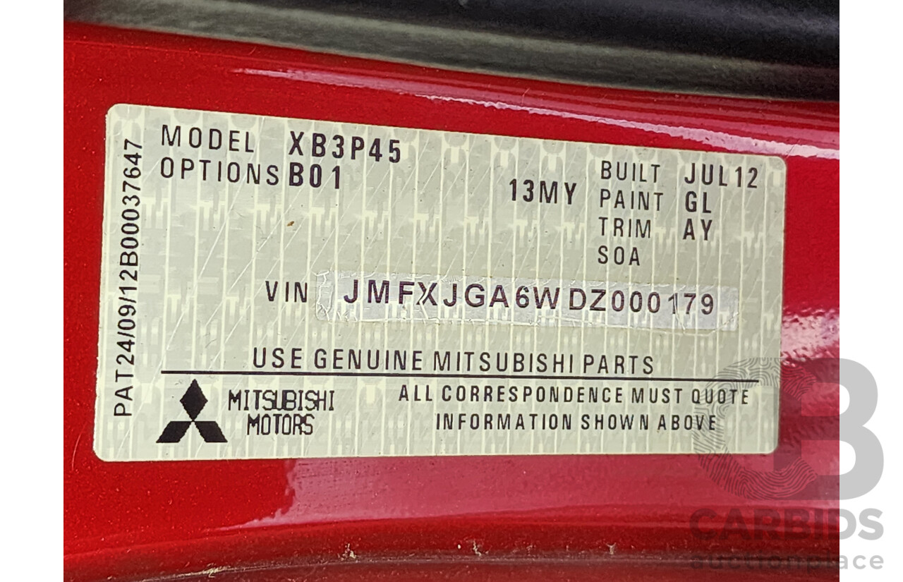 1/2013 Mitsubishi ASX Aspire (4wd) XB MY13 4d Wagon Red 1.8L