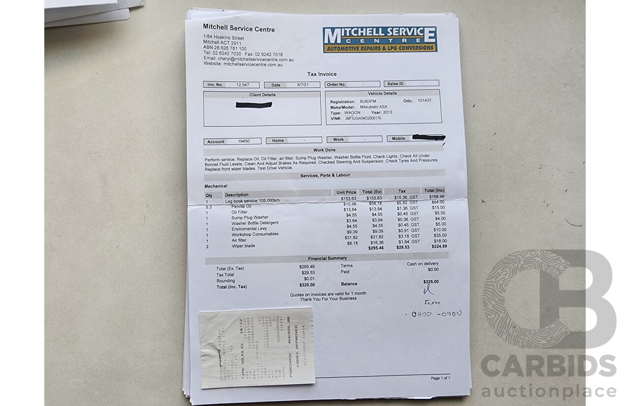 1/2013 Mitsubishi ASX Aspire (4wd) XB MY13 4d Wagon Red 1.8L