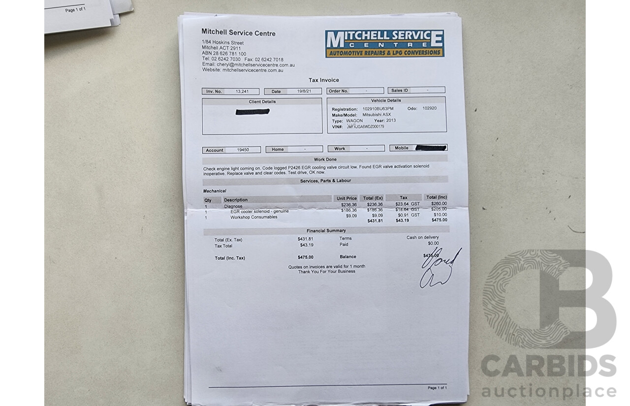 1/2013 Mitsubishi ASX Aspire (4wd) XB MY13 4d Wagon Red 1.8L