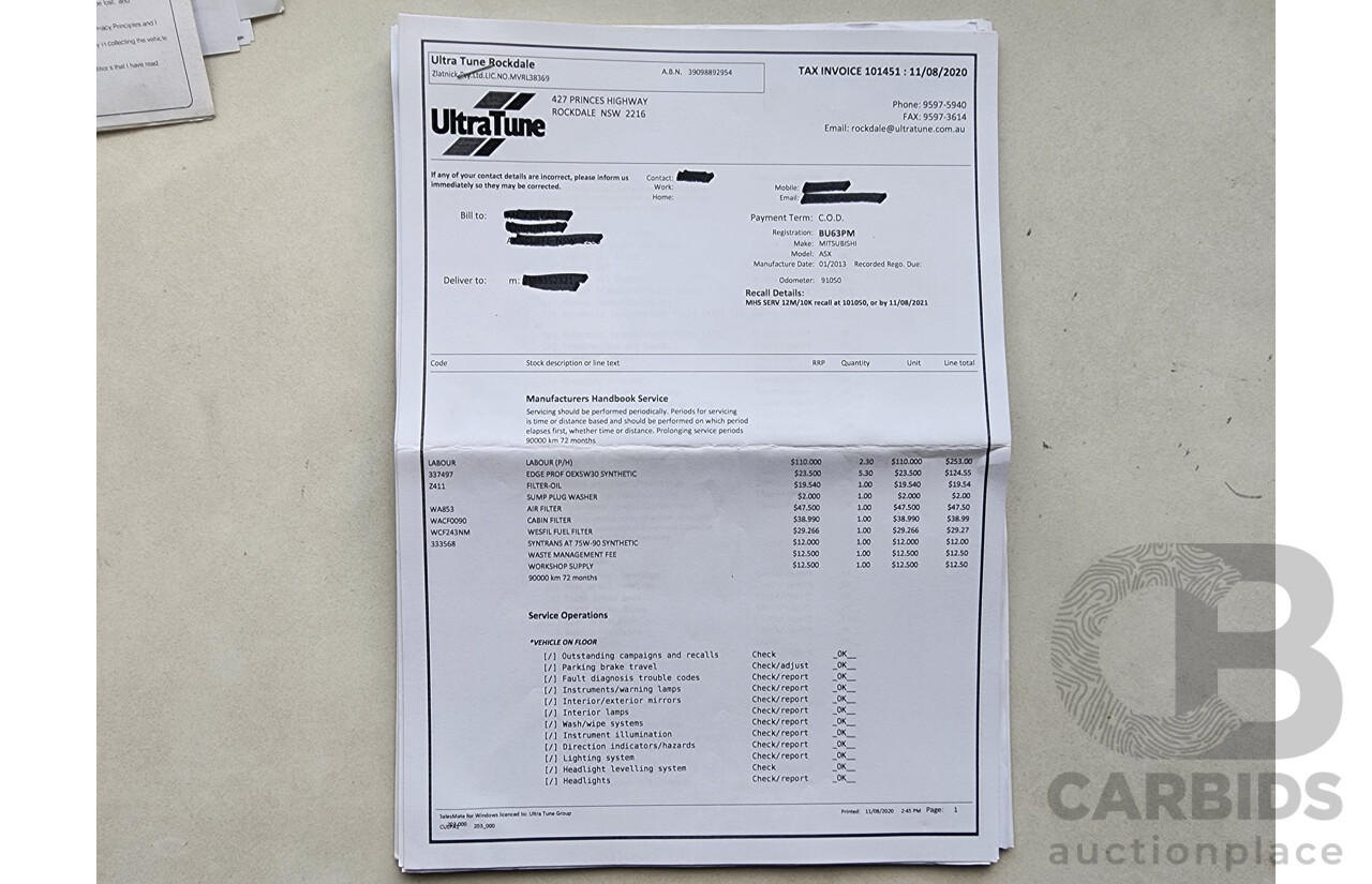 1/2013 Mitsubishi ASX Aspire (4wd) XB MY13 4d Wagon Red 1.8L