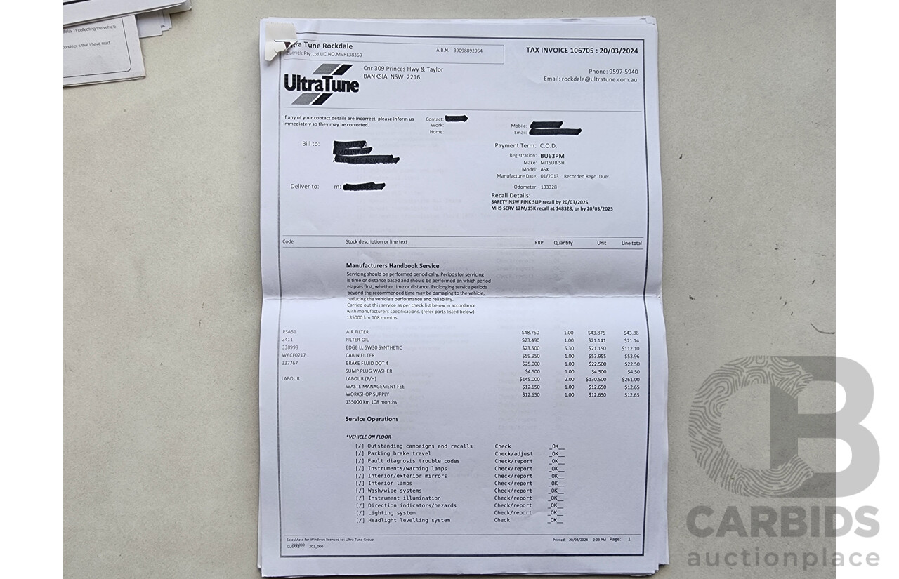 1/2013 Mitsubishi ASX Aspire (4wd) XB MY13 4d Wagon Red 1.8L