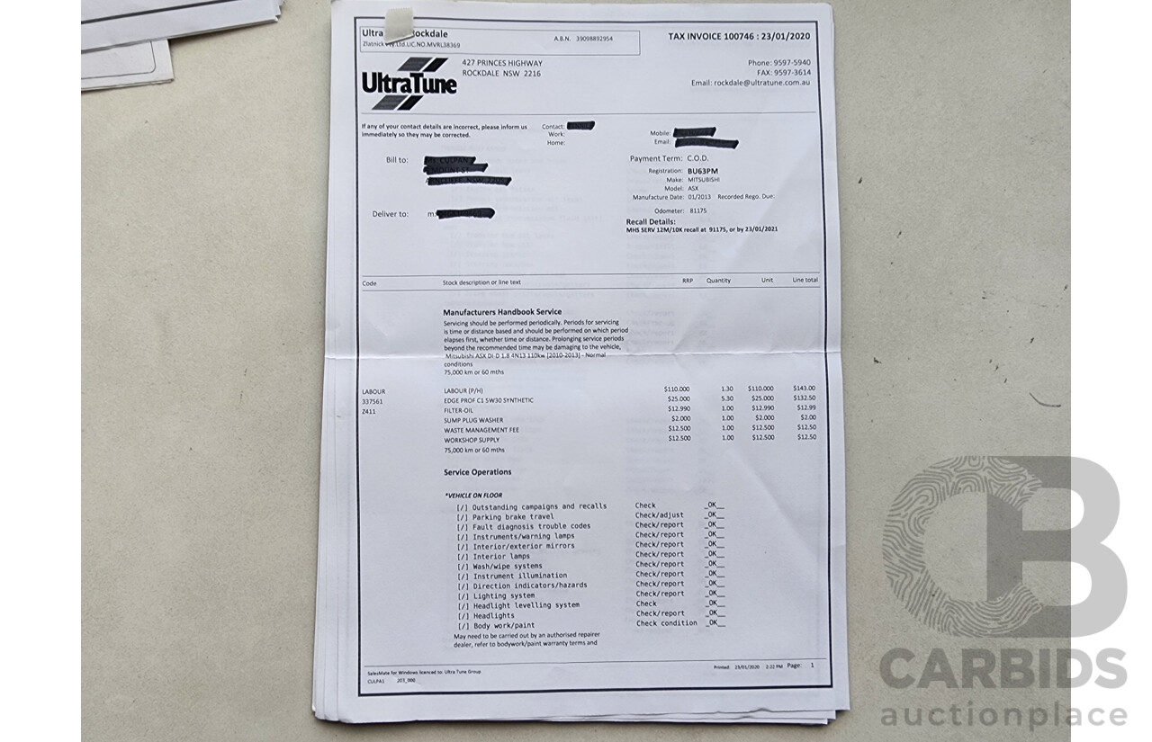 1/2013 Mitsubishi ASX Aspire (4wd) XB MY13 4d Wagon Red 1.8L