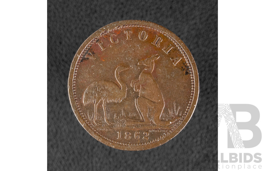 Australian 1862 A.C Hodgson Outfitter One Penny Token 13 Lonsdale St West Melbourne
