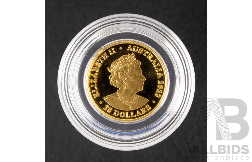 Australian RAM 2022 Twenty Five Dollar Gold Coin, Bounding Kangaroo .999