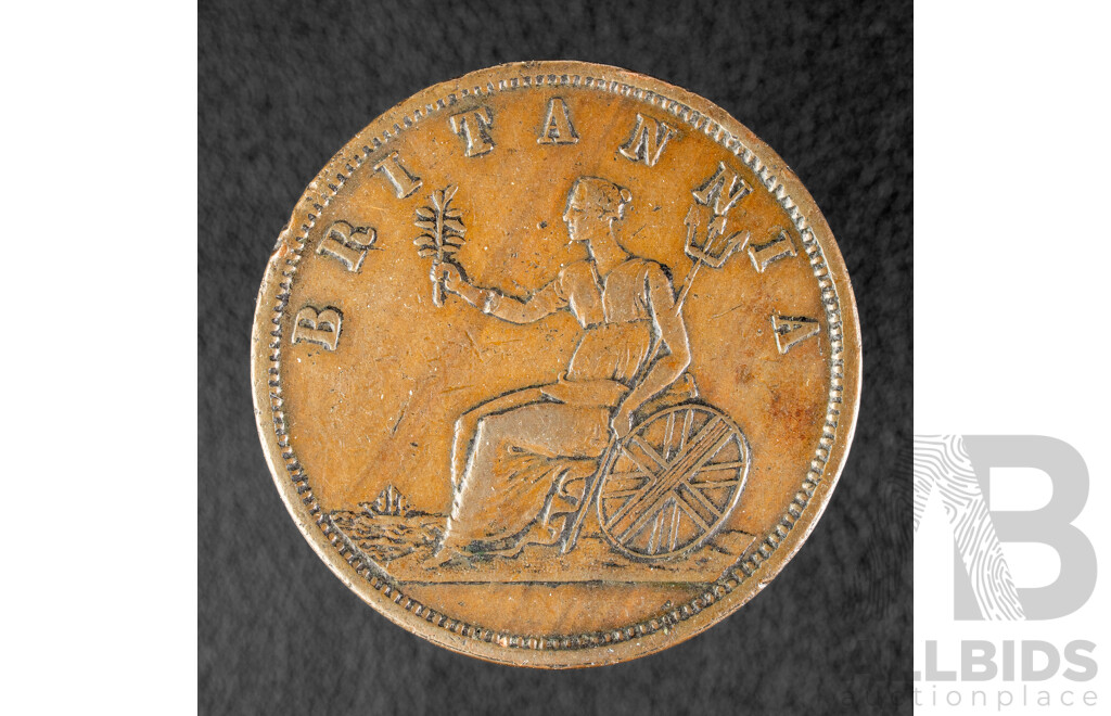Australian Circa 1852 J.M. Leigh One Penny Token, Tobacconist Sydney