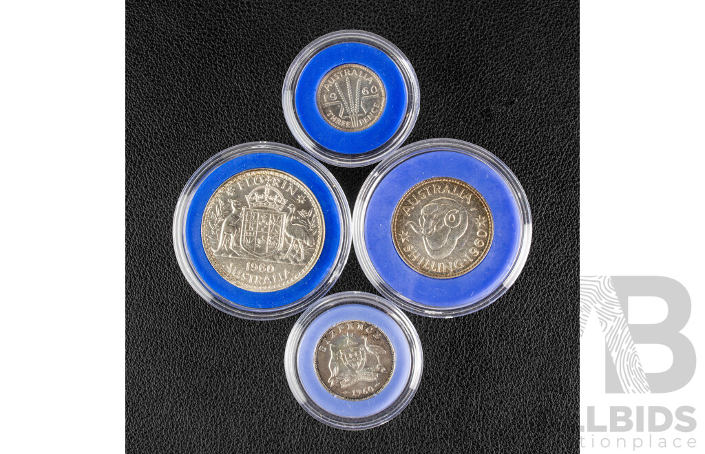 Australian Melbourne Mint 1960 Four Silver Proof Coin Set .500