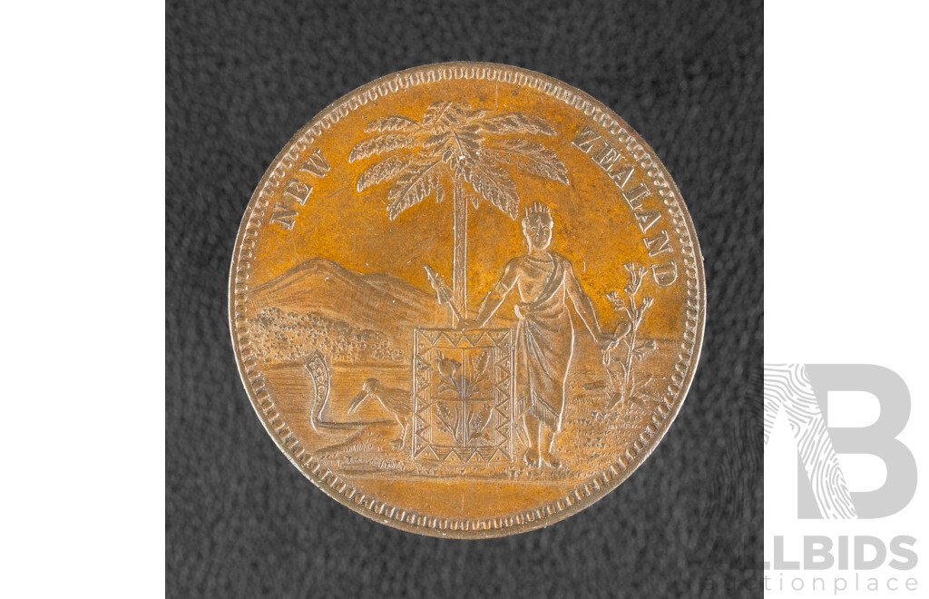 New Zealand 1881 Milner and Thompson One Penny Merchant Token, High Grade