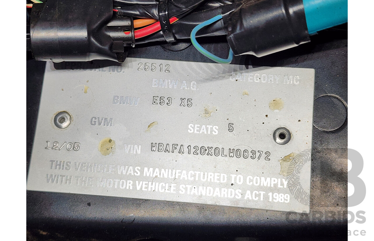 12/2005 Bmw X5 3.0i E53 4d Wagon Black 3.0L