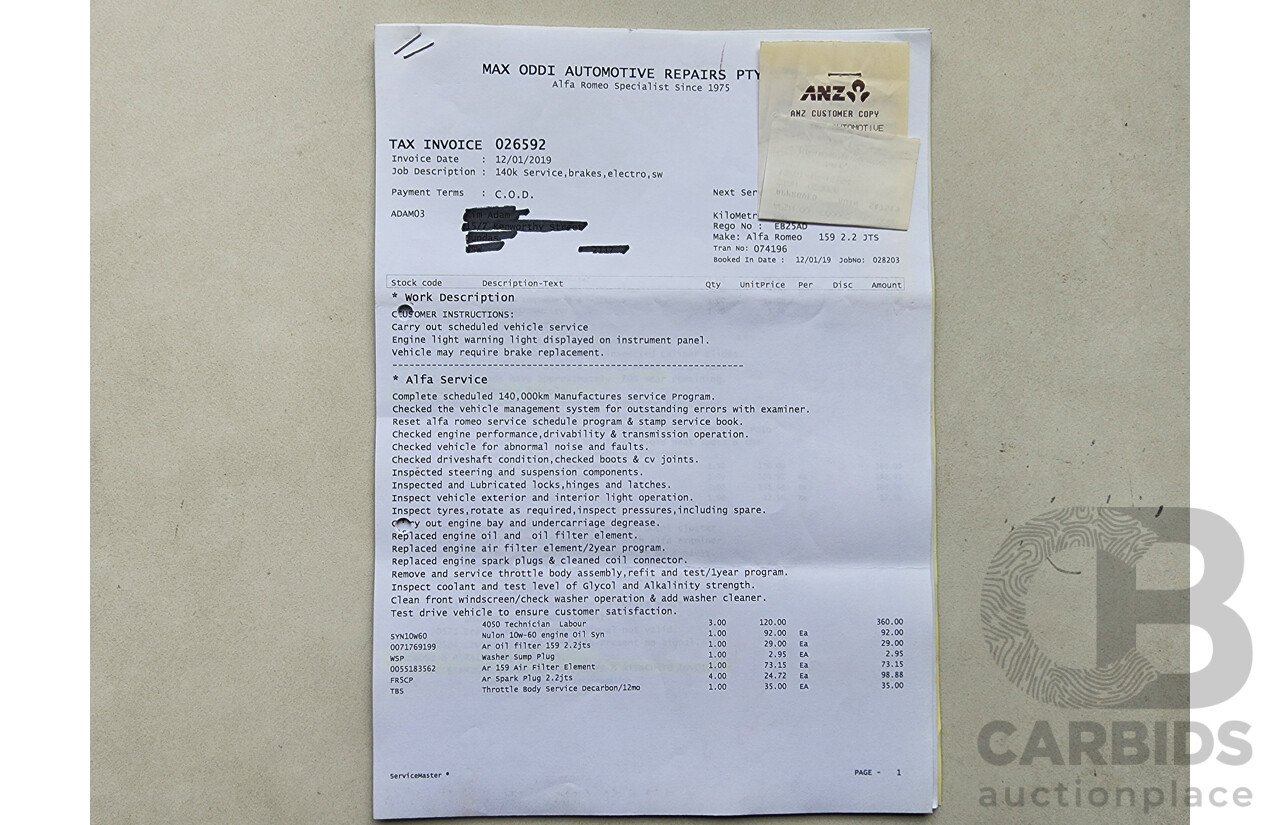 4/2010 Alfa Romeo 159 2.2 JTS Ti MY09 4d Sedan Black 2.2L