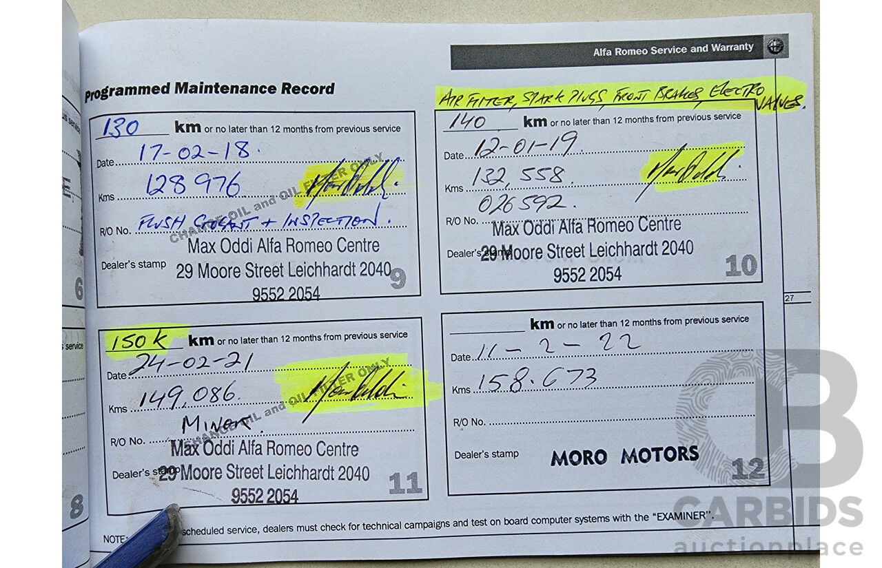 4/2010 Alfa Romeo 159 2.2 JTS Ti MY09 4d Sedan Black 2.2L