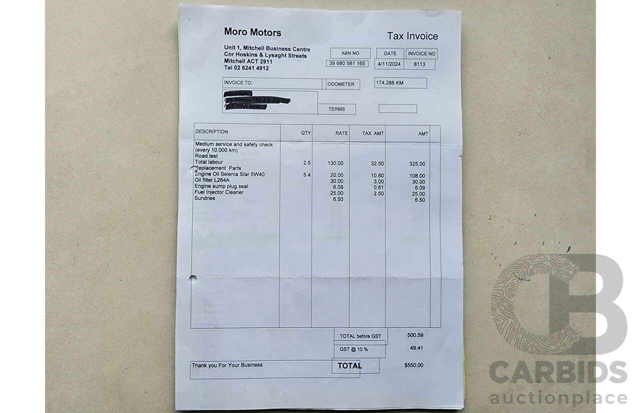 4/2010 Alfa Romeo 159 2.2 JTS Ti MY09 4d Sedan Black 2.2L