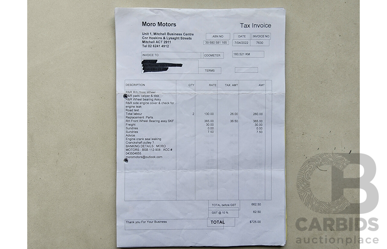 4/2010 Alfa Romeo 159 2.2 JTS Ti MY09 4d Sedan Black 2.2L