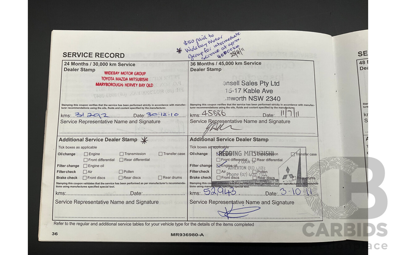 3/2010 Mitsubishi Pajero Activ NT MY10 4d Wagon White Turbo Diesel 3.2L - 7 Seater