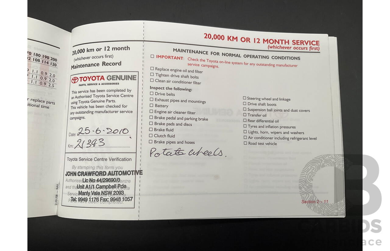 8/2008 Toyota Rav4 Cruiser (4x4) ACA33R 4d Wagon Silver Pearl 2.4L