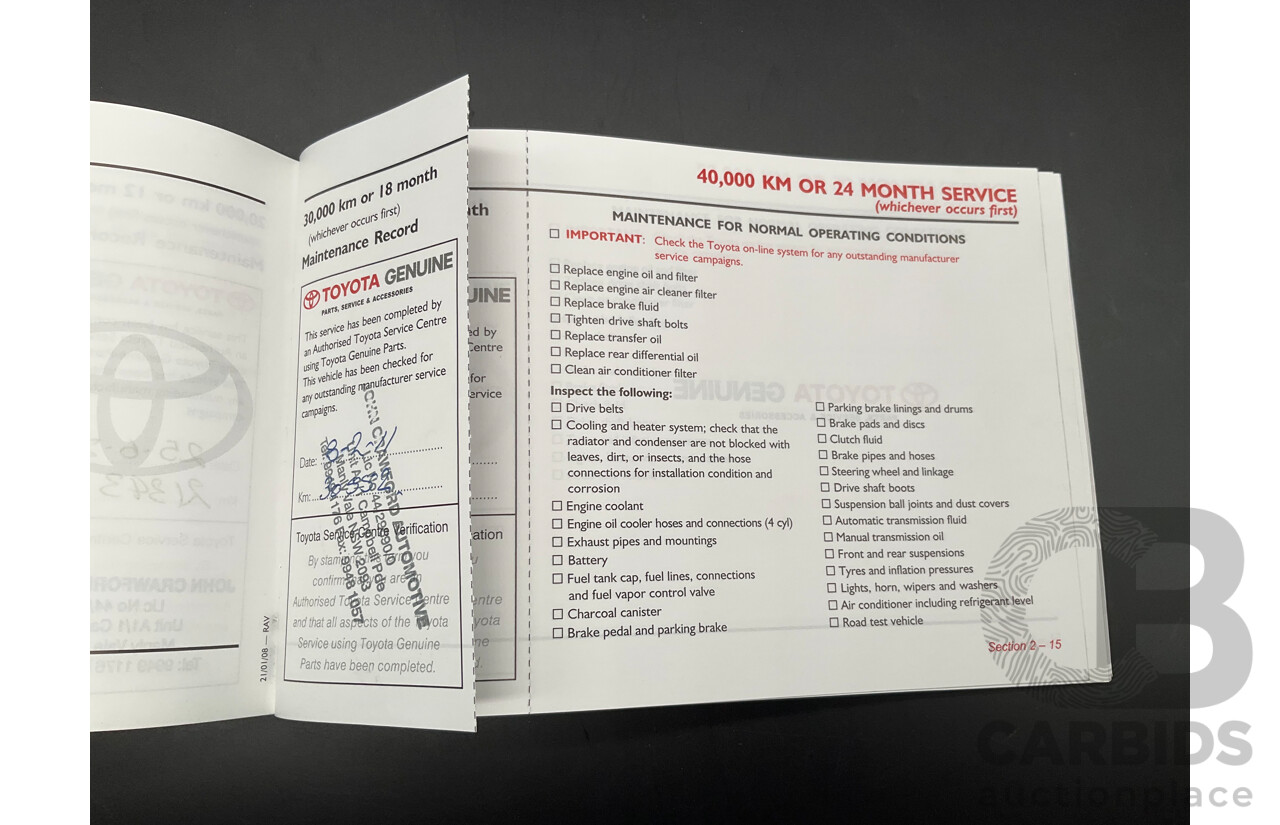 8/2008 Toyota Rav4 Cruiser (4x4) ACA33R 4d Wagon Silver Pearl 2.4L