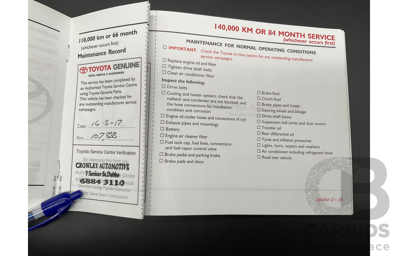 8/2008 Toyota Rav4 Cruiser (4x4) ACA33R 4d Wagon Silver Pearl 2.4L