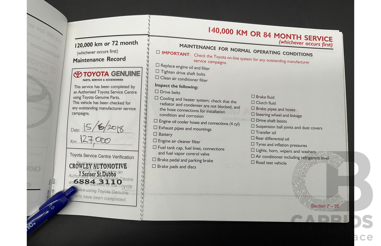 8/2008 Toyota Rav4 Cruiser (4x4) ACA33R 4d Wagon Silver Pearl 2.4L