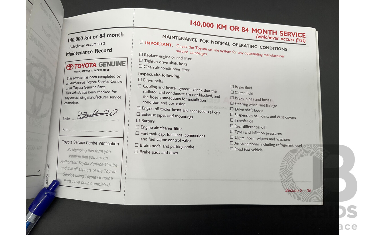 8/2008 Toyota Rav4 Cruiser (4x4) ACA33R 4d Wagon Silver Pearl 2.4L