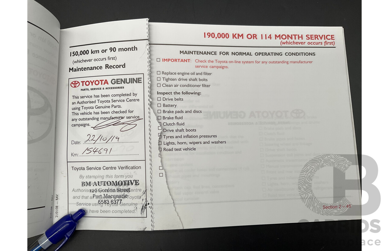 8/2008 Toyota Rav4 Cruiser (4x4) ACA33R 4d Wagon Silver Pearl 2.4L