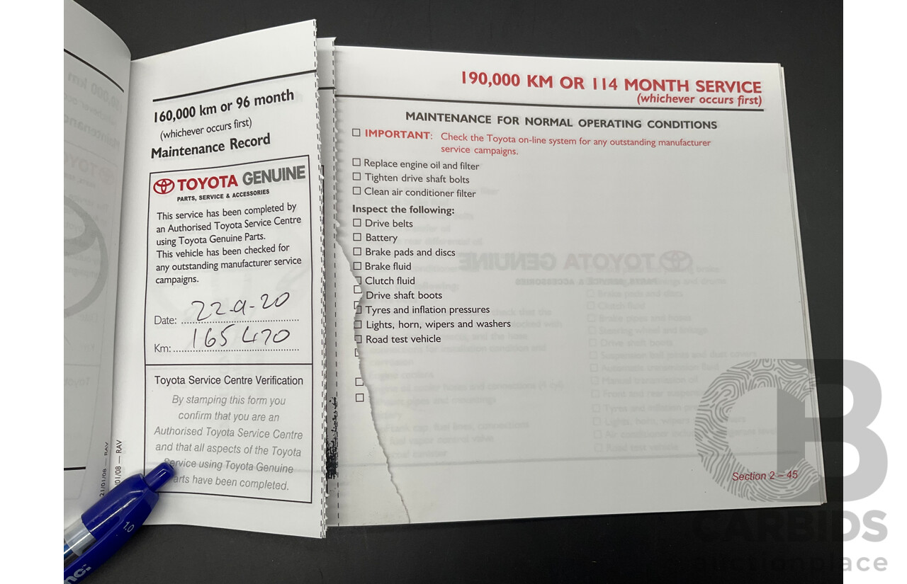 8/2008 Toyota Rav4 Cruiser (4x4) ACA33R 4d Wagon Silver Pearl 2.4L