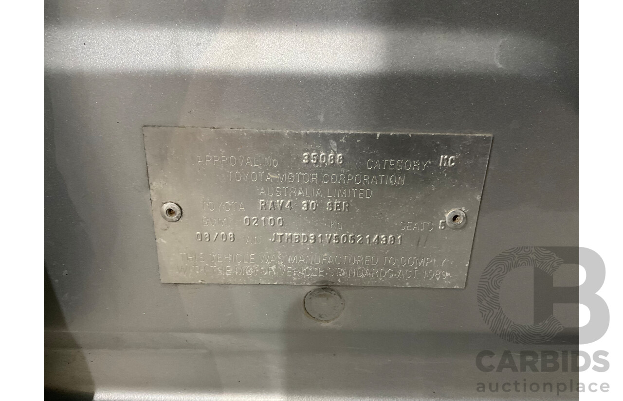 8/2008 Toyota Rav4 Cruiser (4x4) ACA33R 4d Wagon Silver Pearl 2.4L