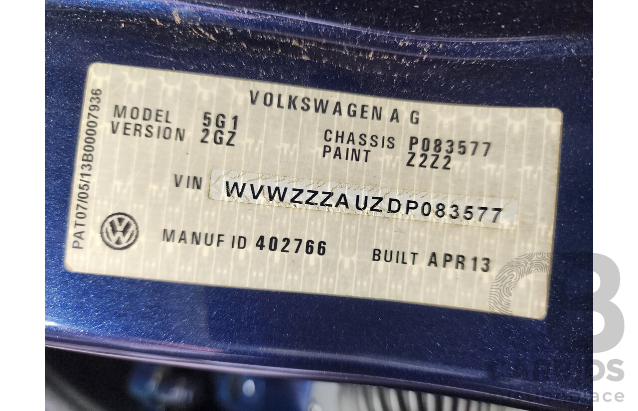 9/2013 Volkswagen Golf 90 TSI AU 5d Hatchback Blue 1.4L