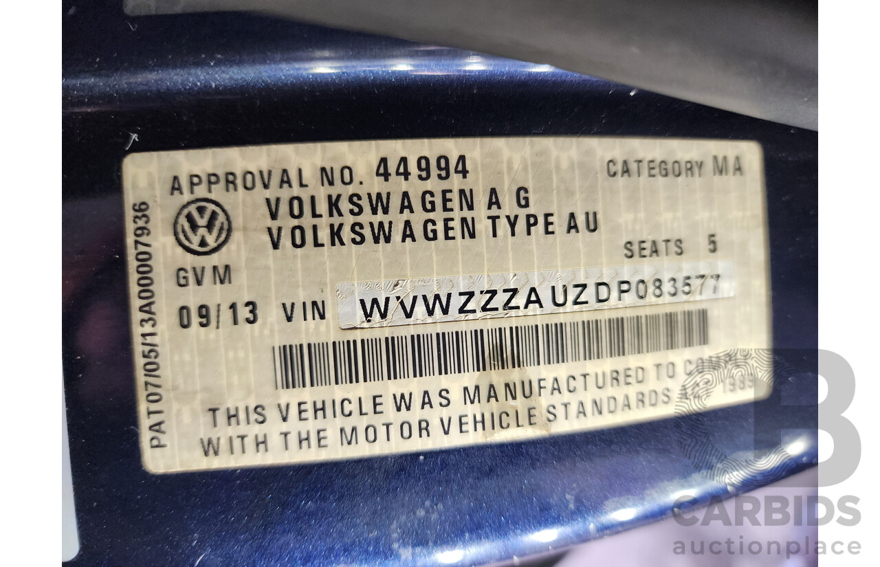 9/2013 Volkswagen Golf 90 TSI AU 5d Hatchback Blue 1.4L