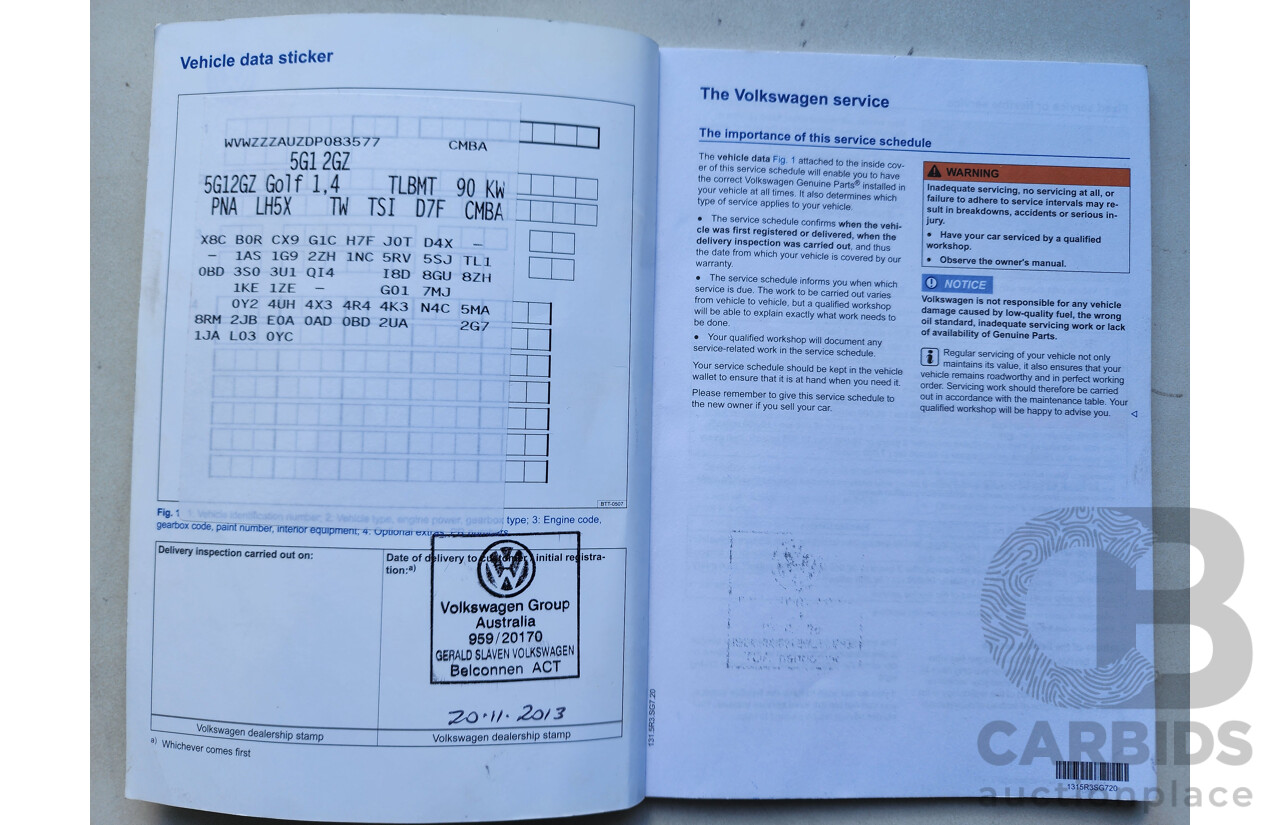 9/2013 Volkswagen Golf 90 TSI AU 5d Hatchback Blue 1.4L