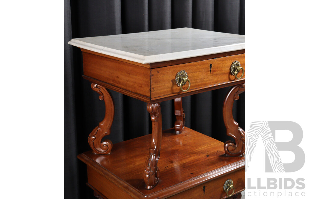 Impressive Victorian Mahogany Three Tier What Not with Marble Top