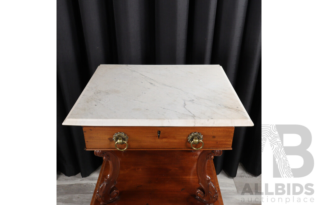 Impressive Victorian Mahogany Three Tier What Not with Marble Top