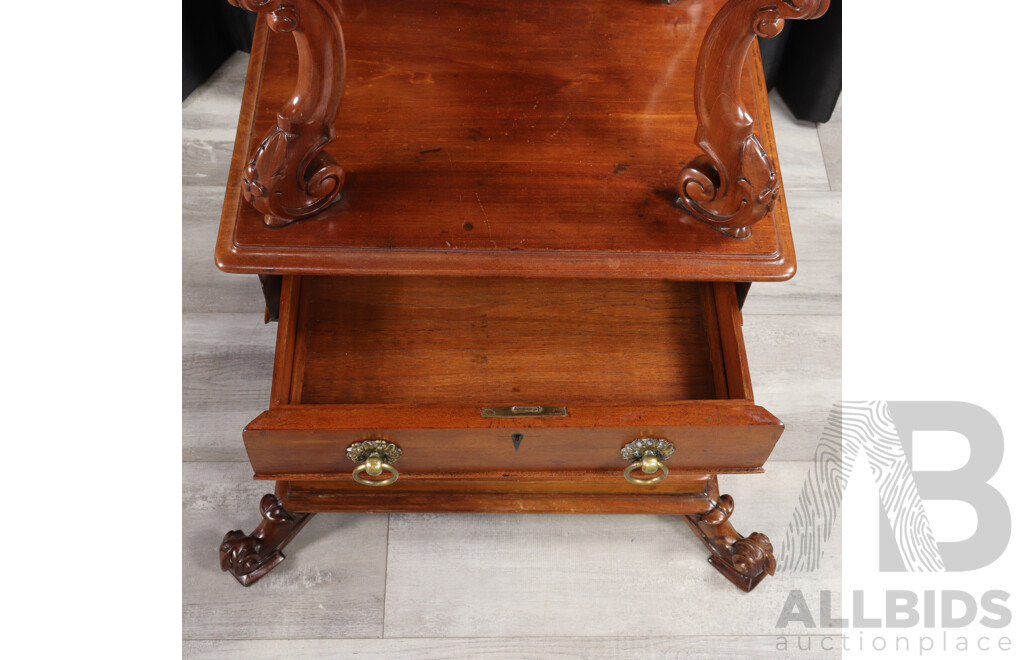 Impressive Victorian Mahogany Three Tier What Not with Marble Top