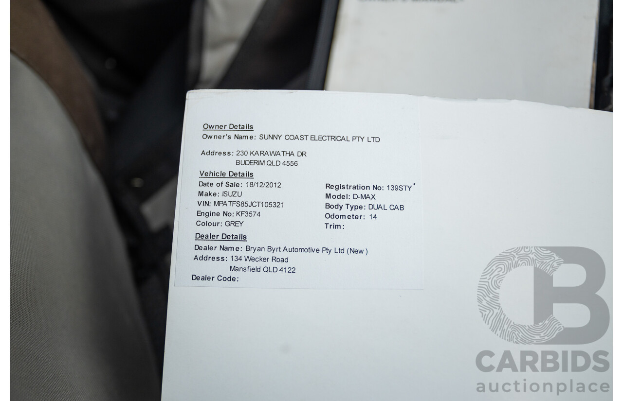 12/2012 Isuzu D-Max LS-M Hi-Ride (4x4) TF MY12 Crew Cab Utility Grey Turbo Diesel 3.0L