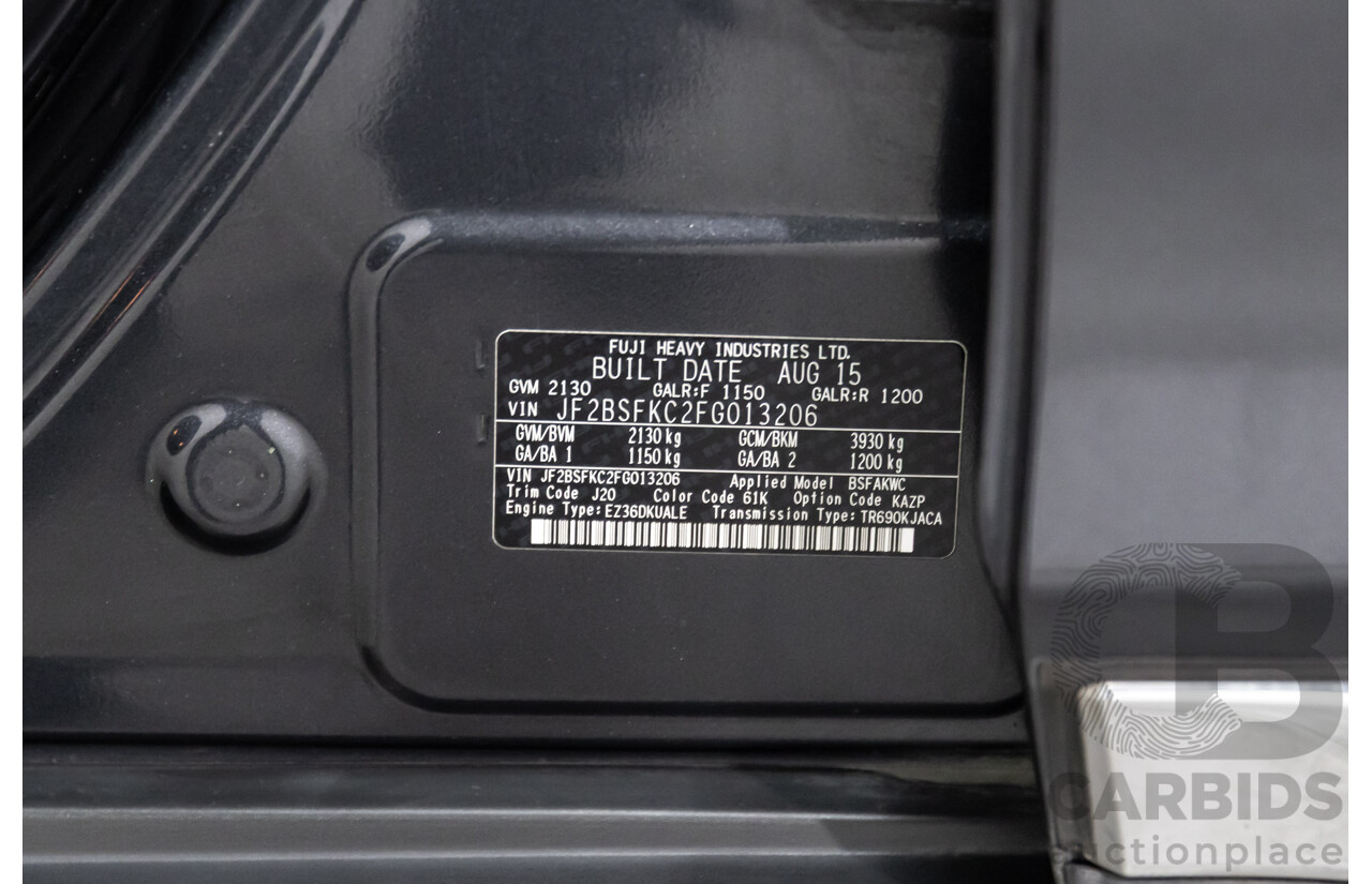 9/2015 Subaru Outback 3.6R (AWD) MY15 4d Wagon Dark Grey Metallic 3.6L