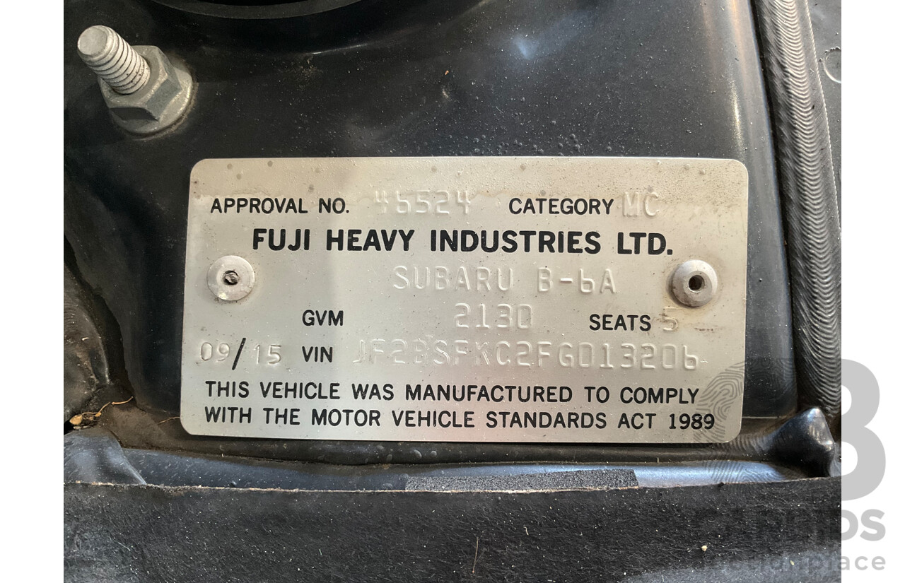 9/2015 Subaru Outback 3.6R (AWD) MY15 4d Wagon Dark Grey Metallic 3.6L