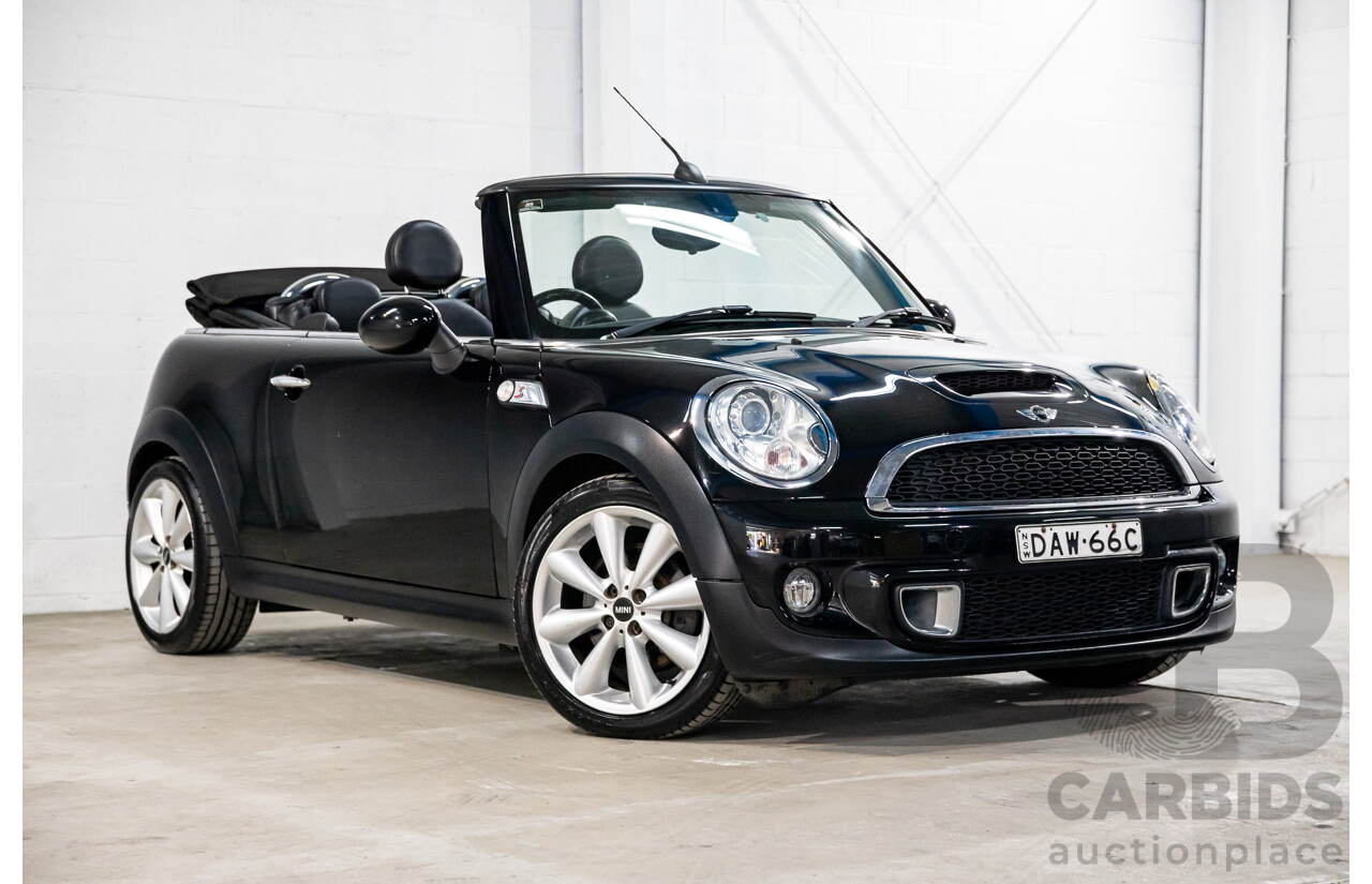 7/2015 Mini Cooper S Cabrio R57 MY14 2d Convertible Midnight Black Metallic Turbo 1.6L