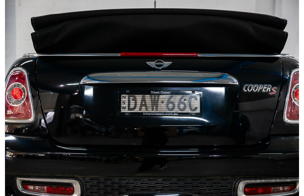 7/2015 Mini Cooper S Cabrio R57 MY14 2d Convertible Midnight Black Metallic Turbo 1.6L