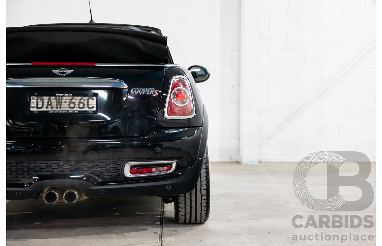 7/2015 Mini Cooper S Cabrio R57 MY14 2d Convertible Midnight Black Metallic Turbo 1.6L