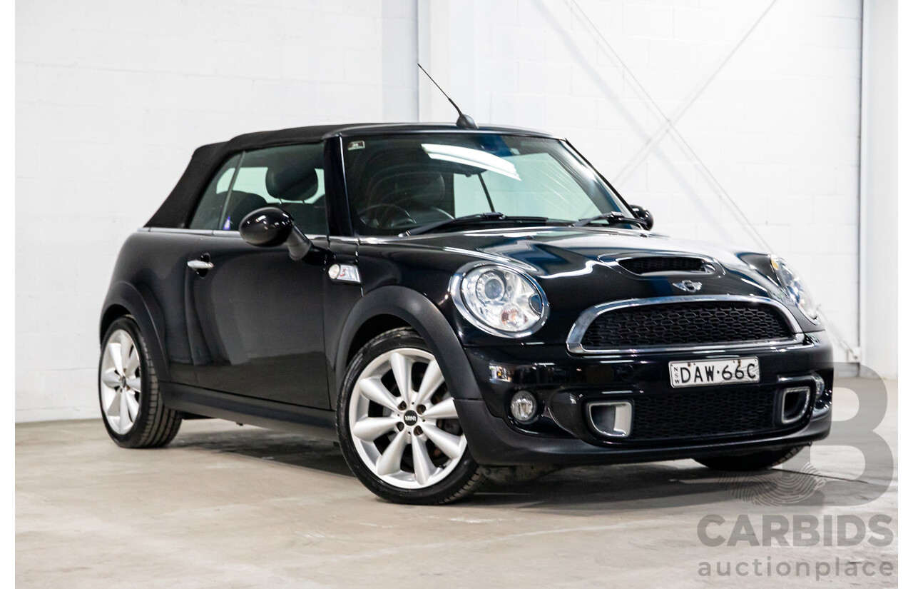 7/2015 Mini Cooper S Cabrio R57 MY14 2d Convertible Midnight Black Metallic Turbo 1.6L