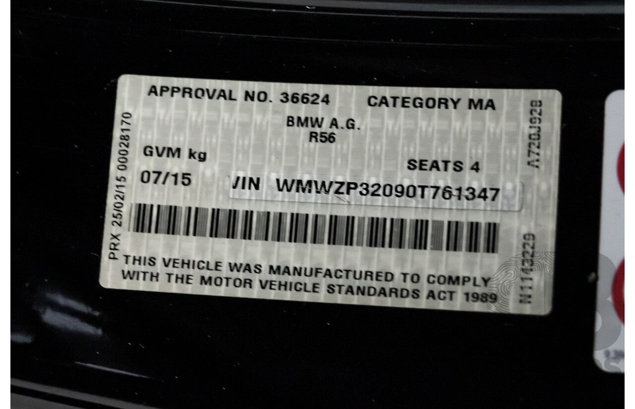 7/2015 Mini Cooper S Cabrio R57 MY14 2d Convertible Midnight Black Metallic Turbo 1.6L