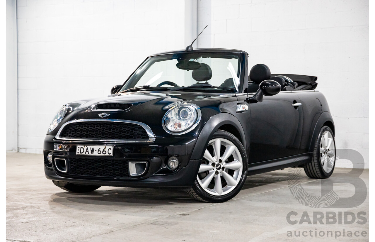 7/2015 Mini Cooper S Cabrio R57 MY14 2d Convertible Midnight Black Metallic Turbo 1.6L
