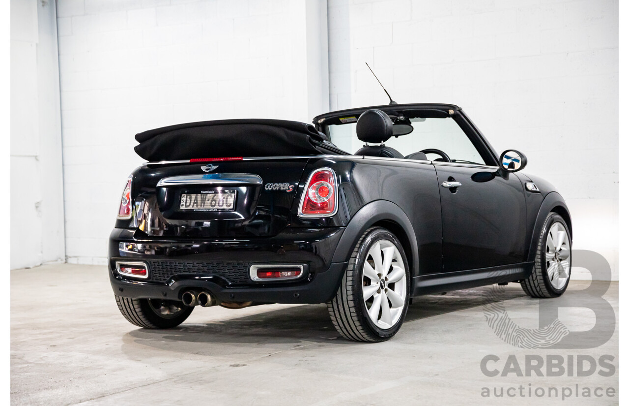 7/2015 Mini Cooper S Cabrio R57 MY14 2d Convertible Midnight Black Metallic Turbo 1.6L