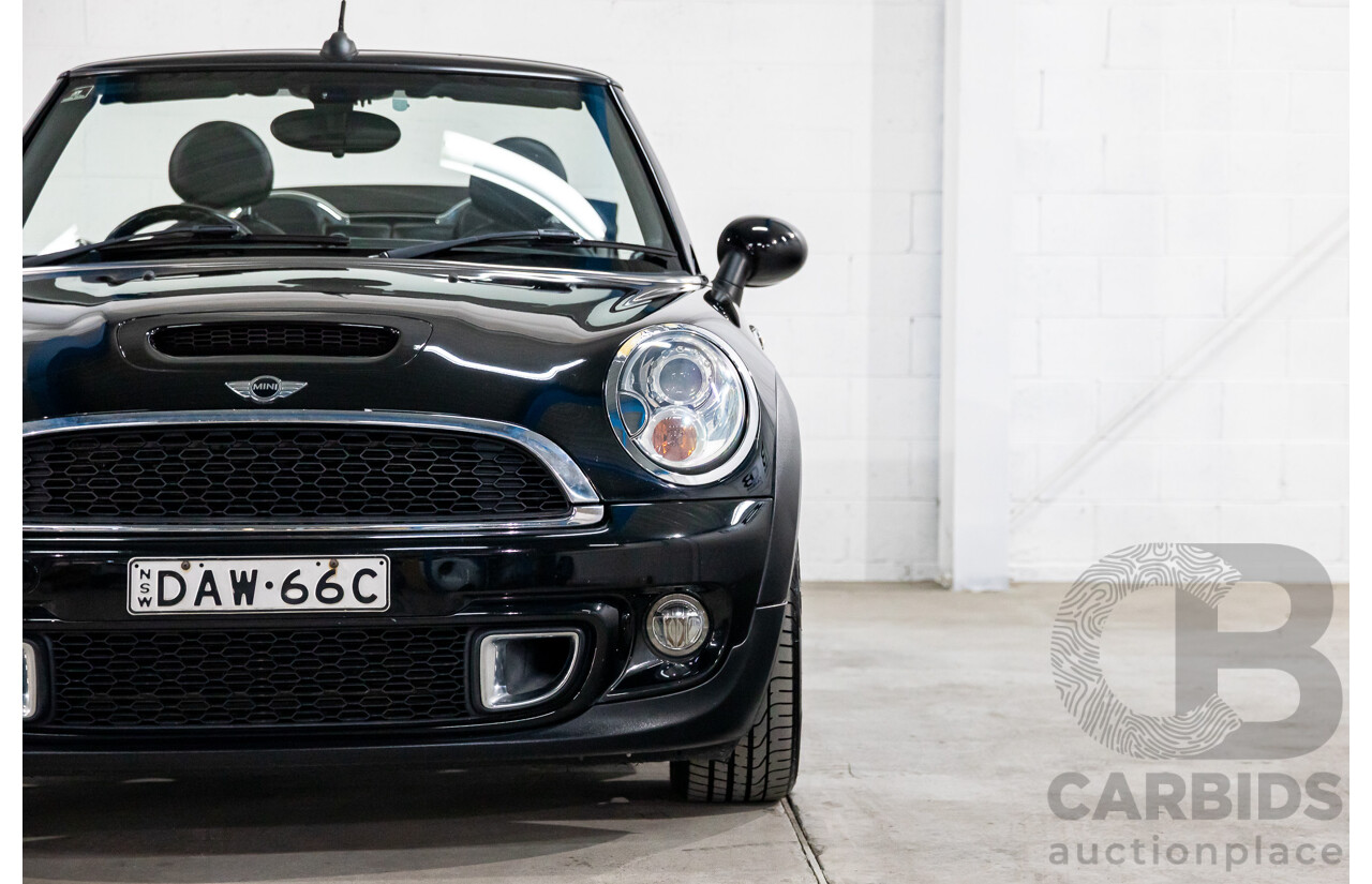 7/2015 Mini Cooper S Cabrio R57 MY14 2d Convertible Midnight Black Metallic Turbo 1.6L
