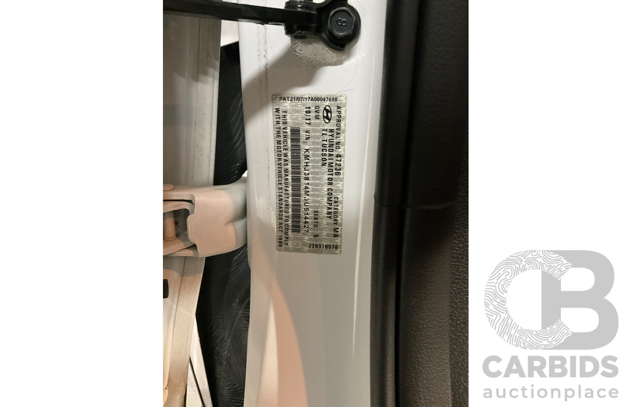 10/2017 Hyundai Tucson Active X (FWD) TL MY18 4d Wagon Pure White 2.0L