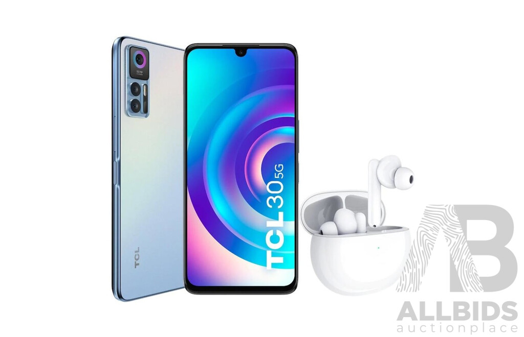TCL 10501018 30 Smart Phone 5G W/S600 Buds - Blue - ORP $599 - Brand New