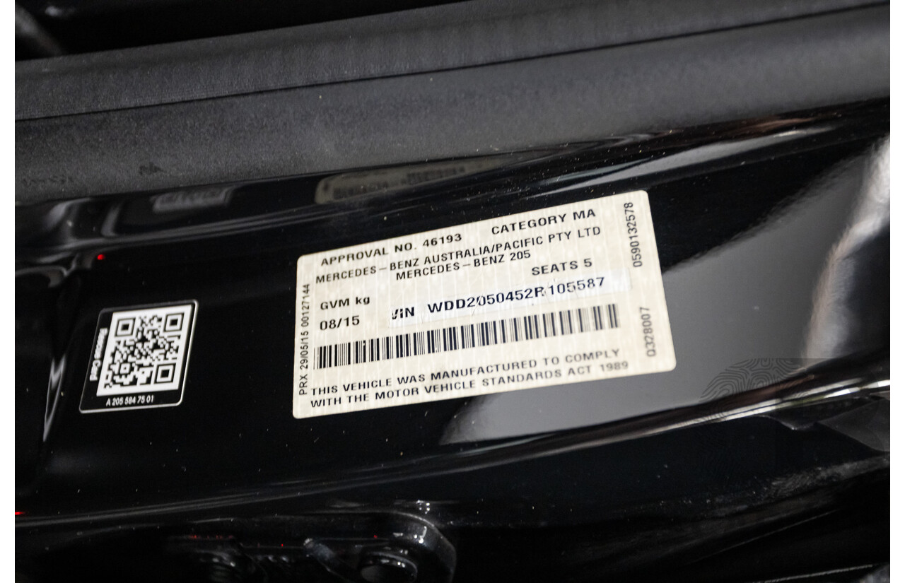 8/2015 Mercedes Benz C250 AMG Line W205 MY16 4d Sedan Obsidian Black Turbo 2.0L